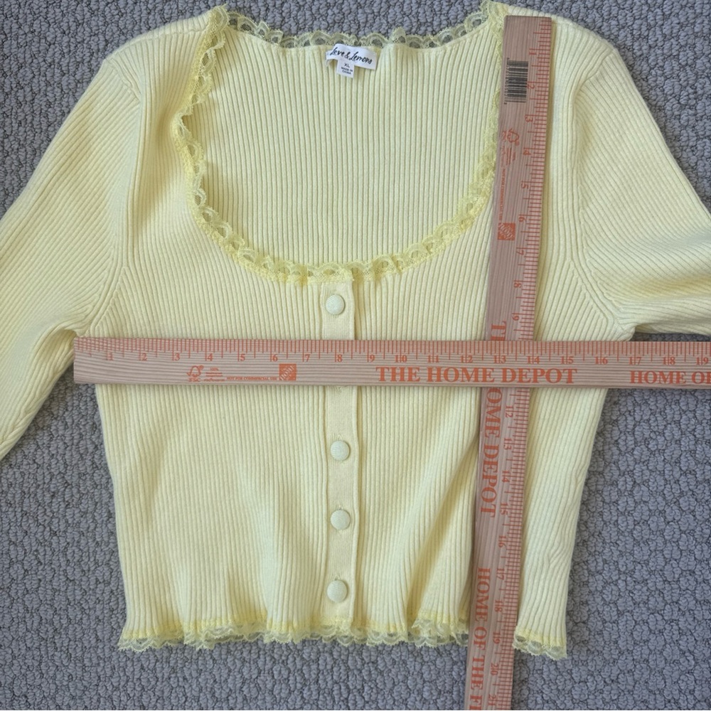 For Love And Lemons Jolie Cardigan Pale Yellow Size XL Excellent Condition - Picture 9 of 9